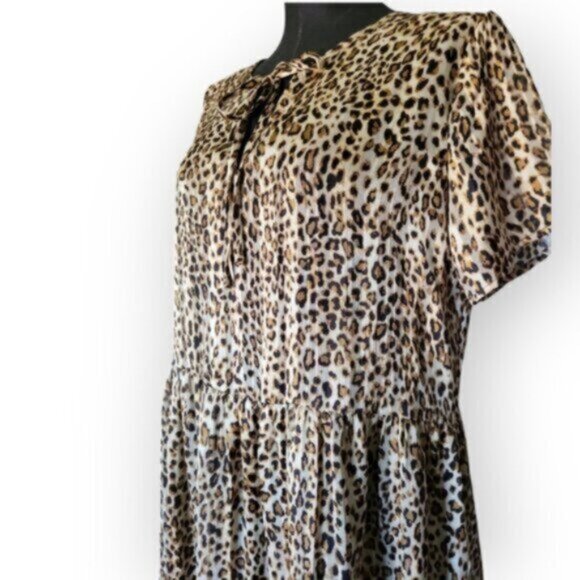 KAFFE Leopard Print Chiffon Dress NWT Sz XL - Picture 3 of 13